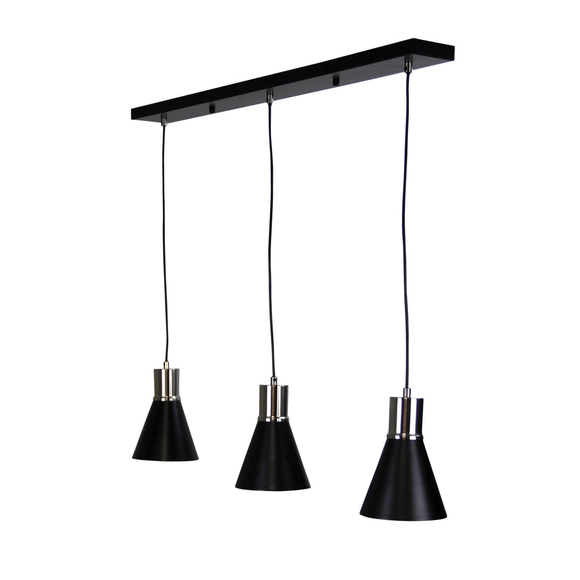Como 3 Light Pendant Brushed Chrome & Black - OL67513BC