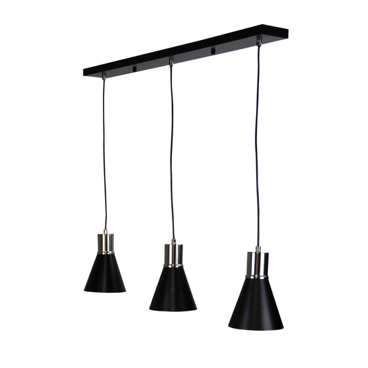 Como 3 Light Pendant Brushed Chrome & Black - OL67513BC - Mases LightingOriel Lighting