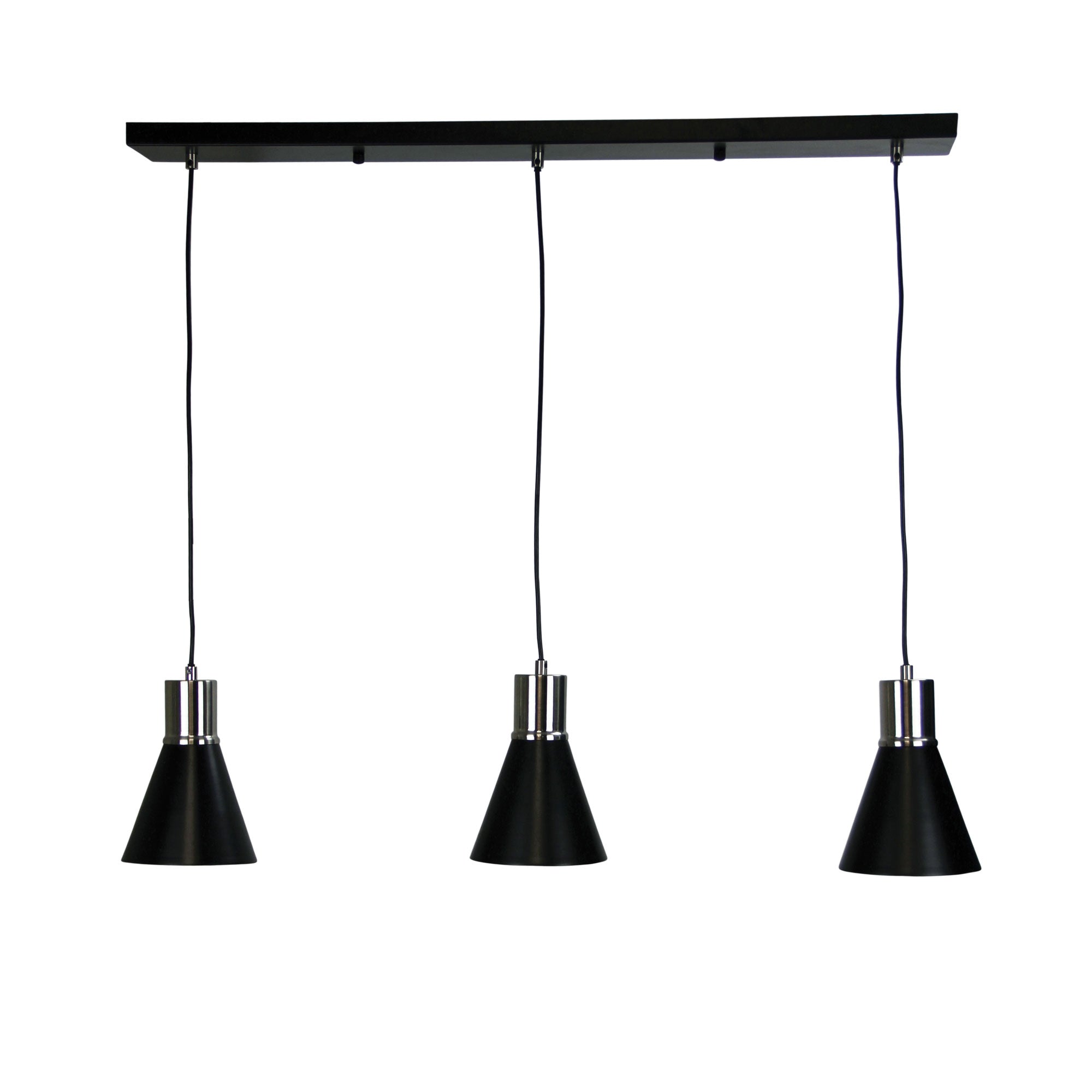Como 3 Light Pendant Brushed Chrome & Black - OL67513BC - Mases LightingOriel Lighting