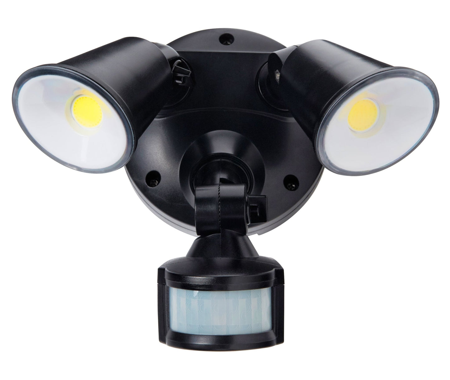 Defender Exterior LED Security Light Twin 20w Tri Colour in Matt Black - Mases LightingMartec