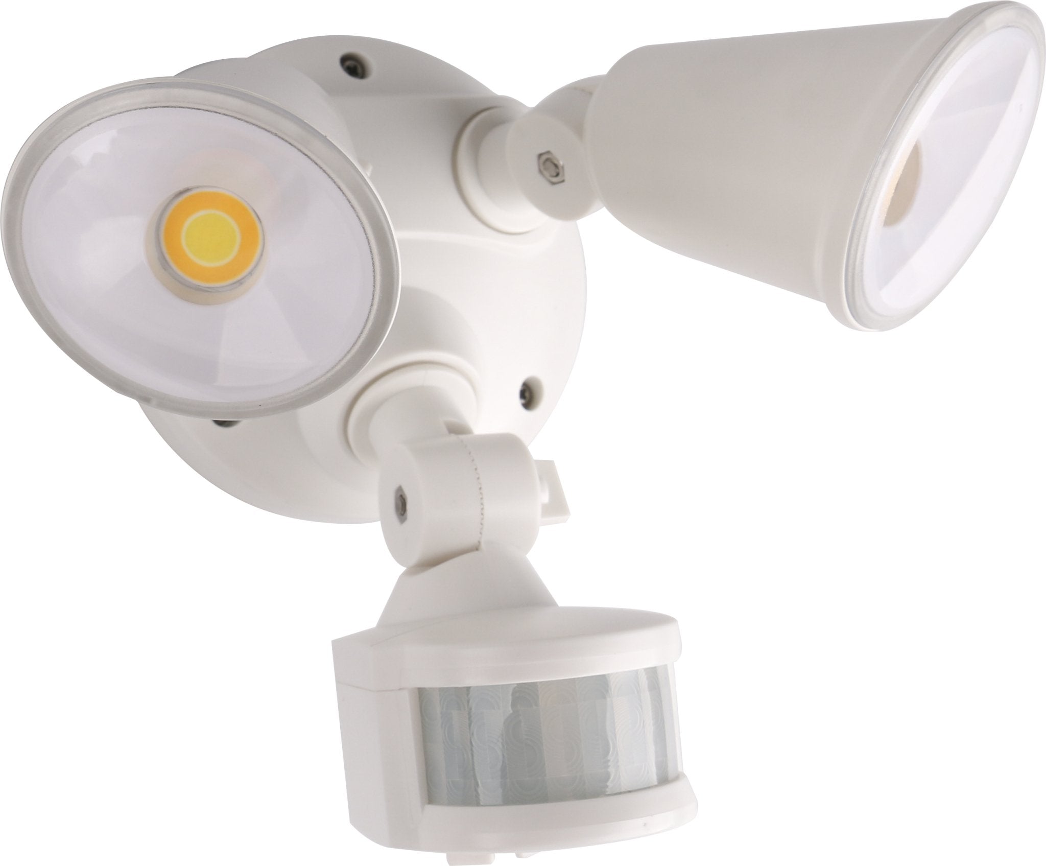 Defender Exterior LED Security Light Twin 20w Tri Colour in White - Mases LightingMartec