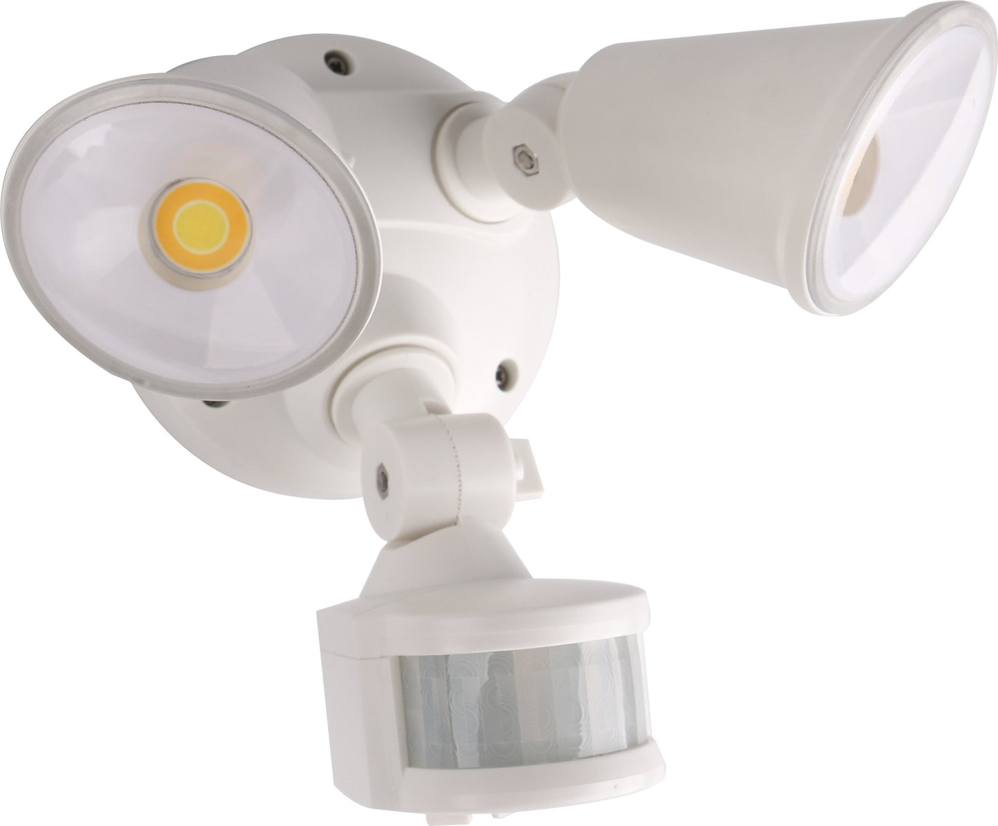 Defender Exterior LED Security Light Twin 20w Tri Colour in White - Mases LightingMartec