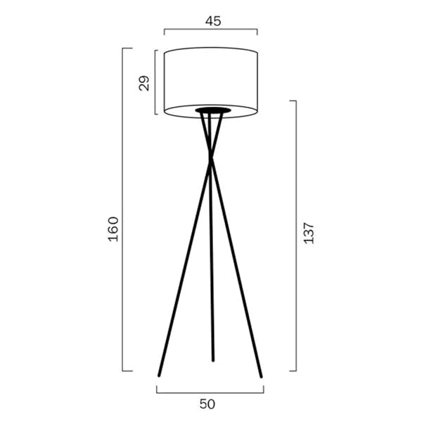 Denise Modern Tripod Floor Lamp 1Lt in Black, Red, White, Ivory or Wheat - Mases LightingTelbix