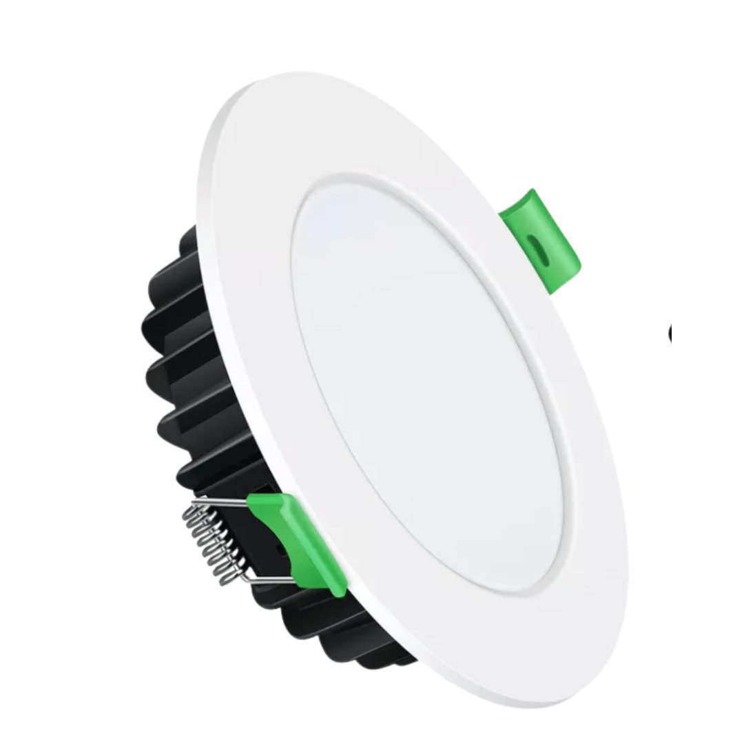 DL110D tri-colour downlight, baked finish, IP44, factory-fitted AU flex & plug