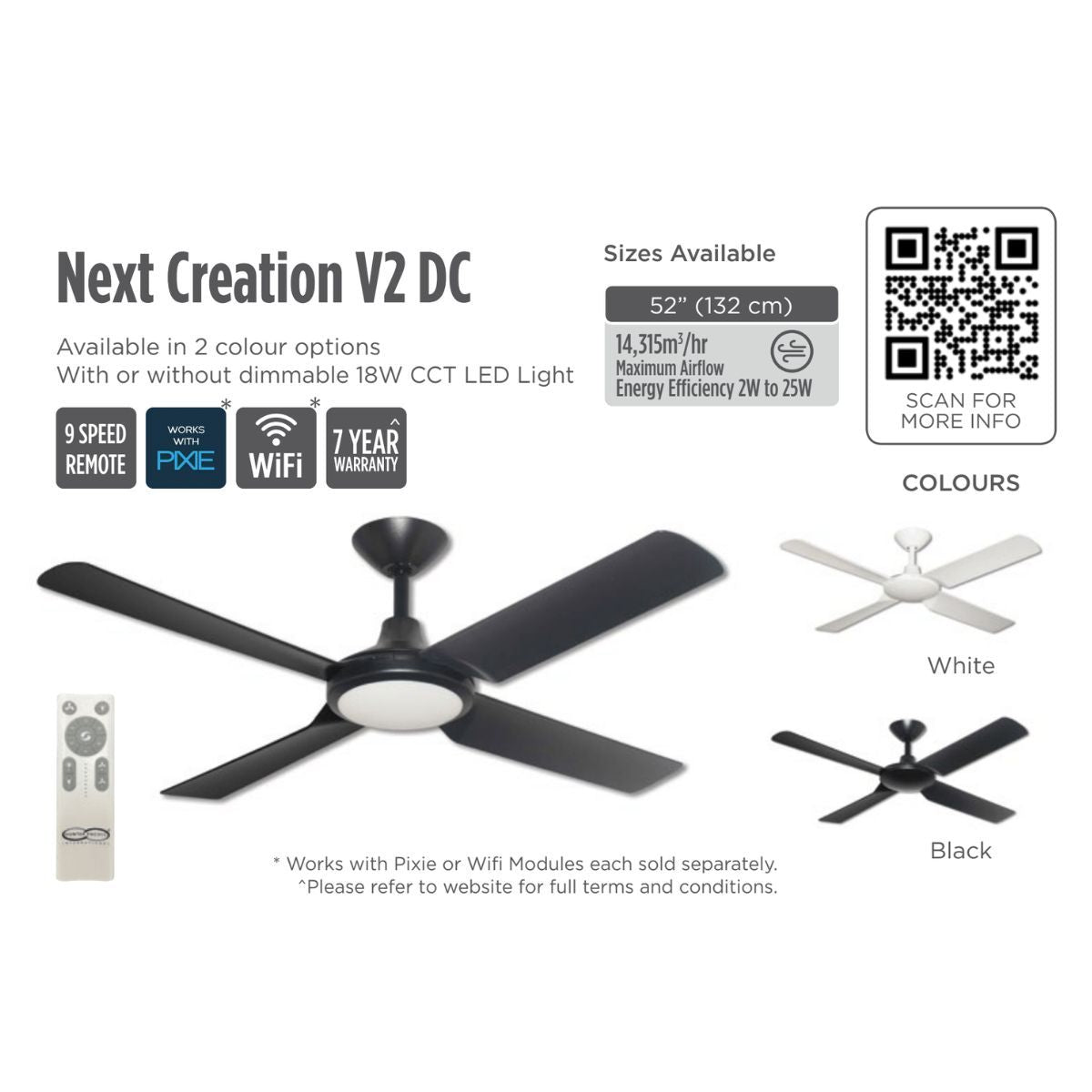 Hunter Pacific NEXT CREATION V2 - 4 Blade 52" DC Ceiling Fan - Mases LightingHunter Pacific