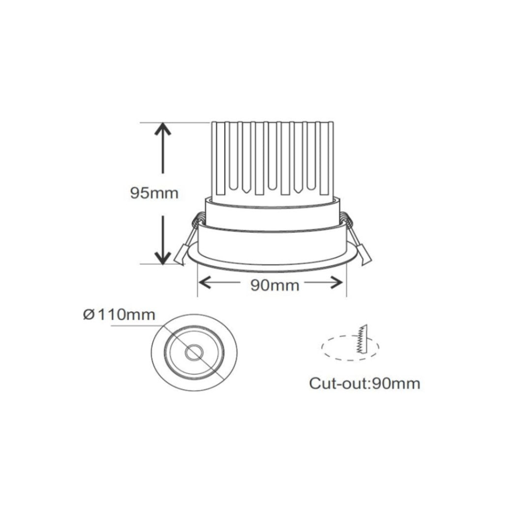 INFINITE 213 15W Tiltable Low Glare COB Aluminium LED Downlight 90mm cut out - Mases LightingLighting Creations