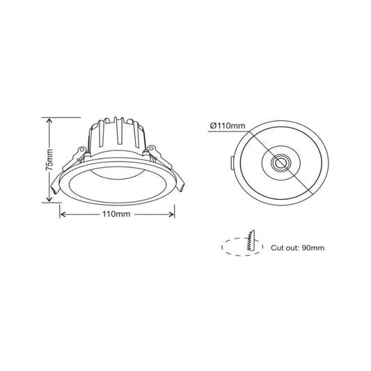 INFINITE 217 13W Low Glare COB Aluminium LED Downlight 90mm cut out - Mases LightingLighting Creations