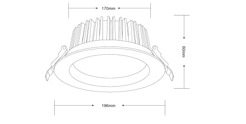 INFINITE 301 20W COB Tri Colour Dimmable LED Downlight 170mm cut out