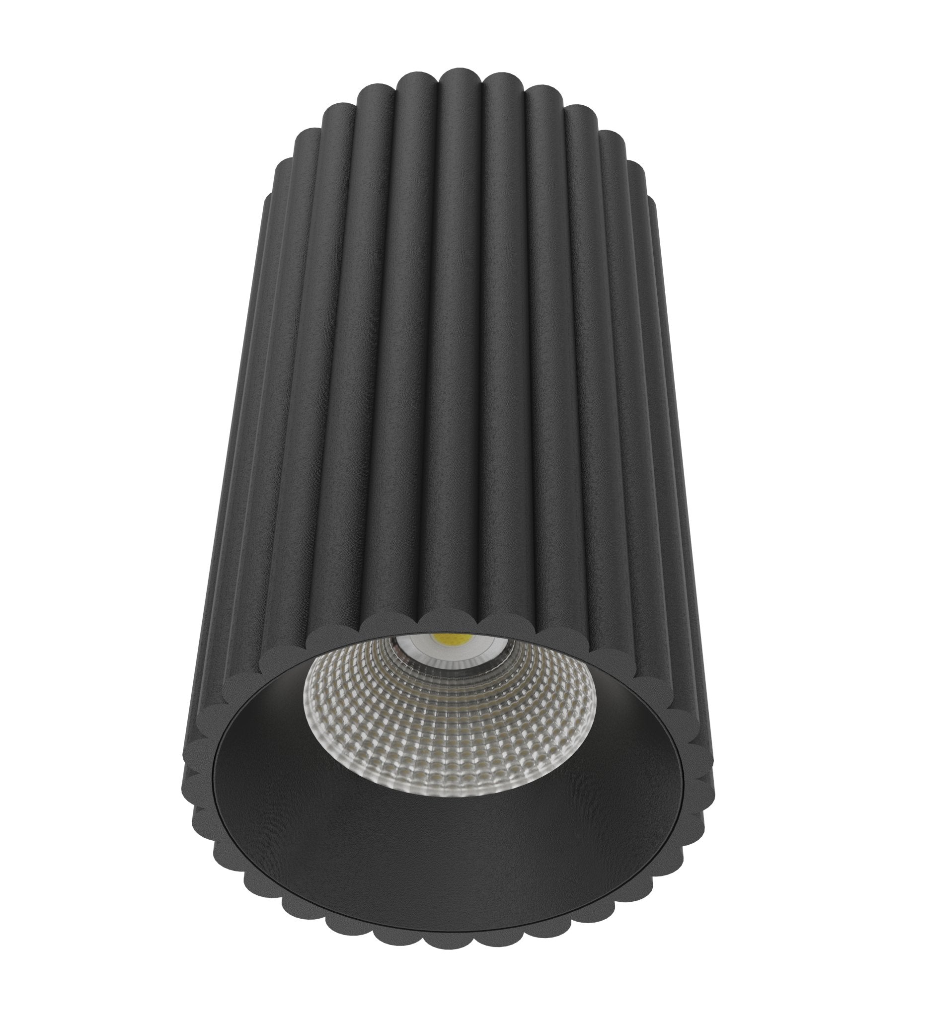 LC410 12W Ribbed Surface Mounted COB LED Downlight in Black - Mases LightingLighting Creations