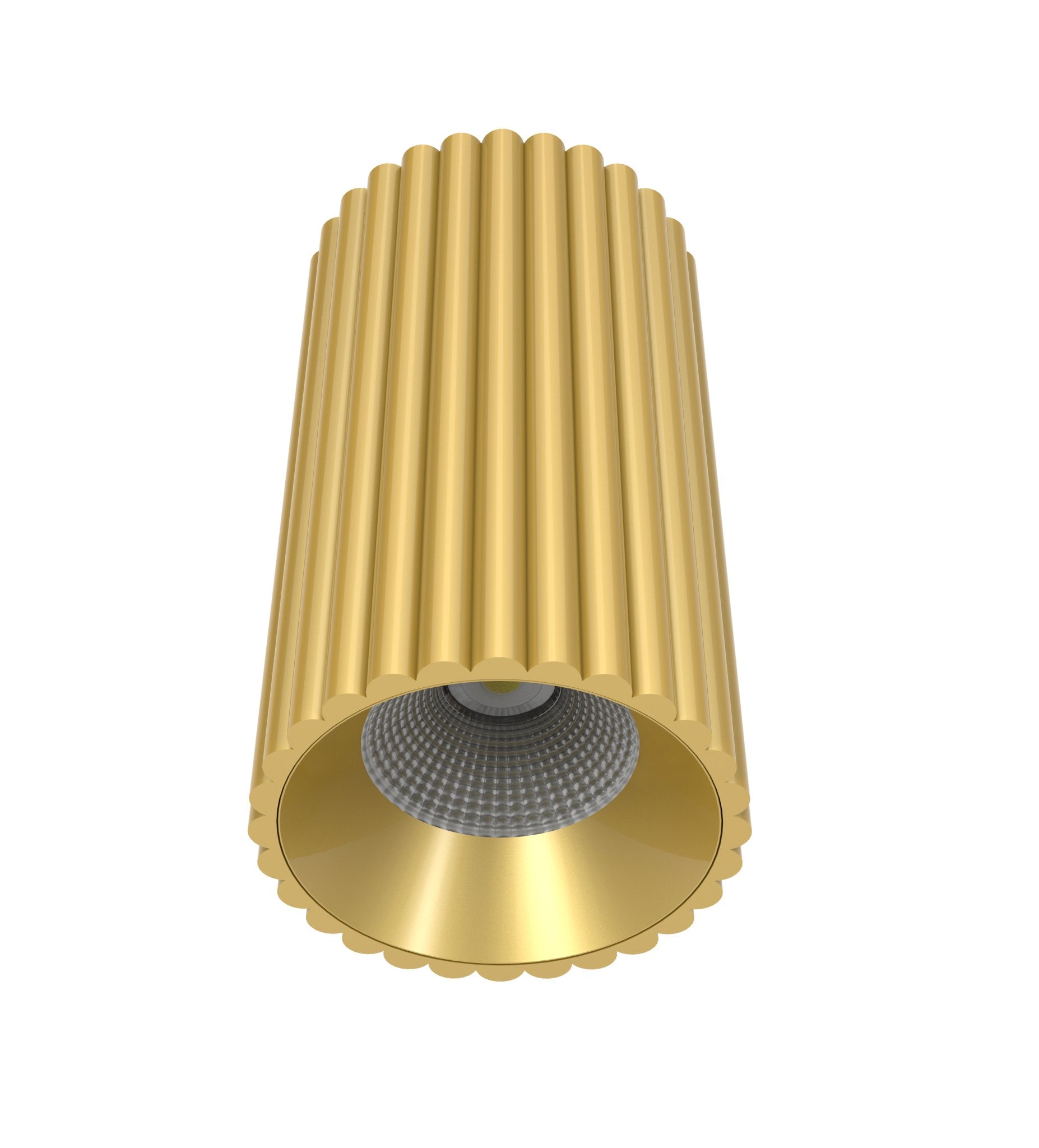 LC410 12W Ribbed Surface Mounted COB LED Downlight in Brass | Lighting Creations