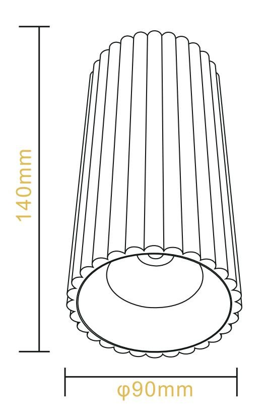 LC410 12W Ribbed Surface Mounted COB LED Downlight in Brass | Lighting Creations