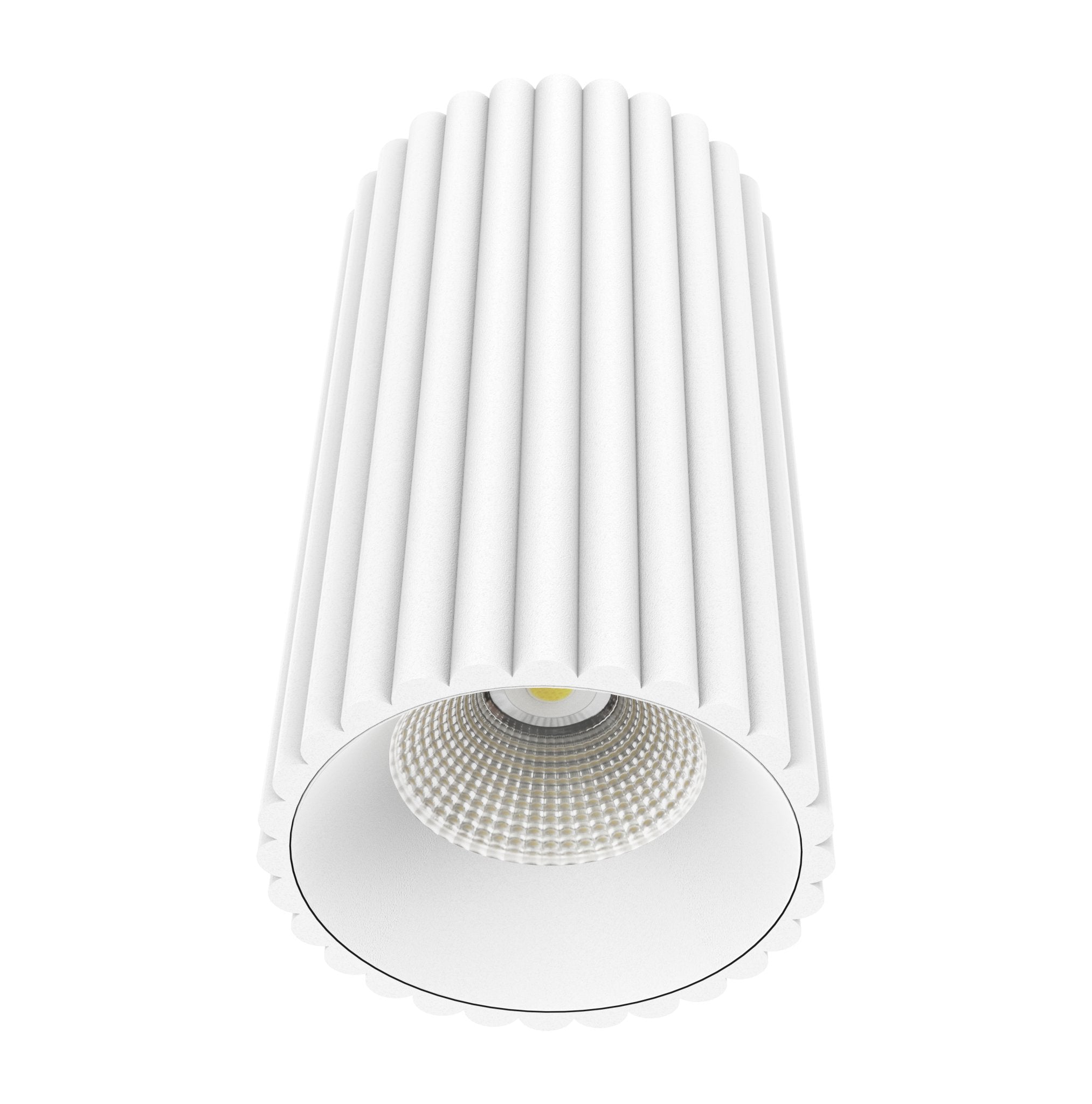 LC410 12W Ribbed Surface Mounted COB LED Downlight in White - Mases LightingLighting Creations