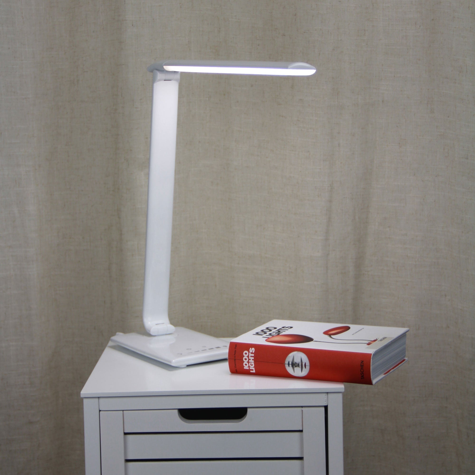 Luke LED White Desk Lamp Touch Dim USB Port - Mases LightingOriel Lighting