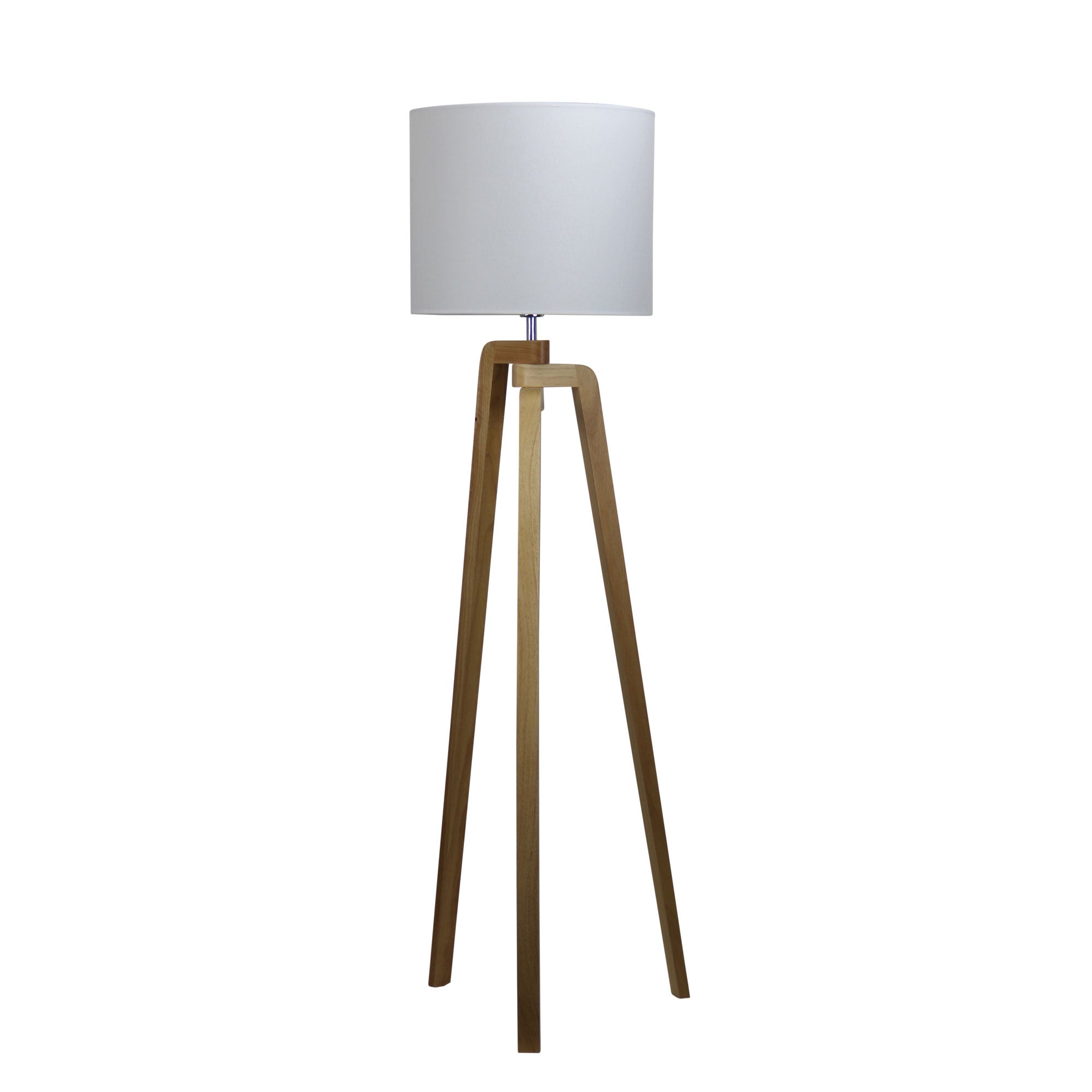 Lund 1 Light Timber Floor Lamp With White Cotton Shade - OL93523WH - Mases LightingOriel Lighting