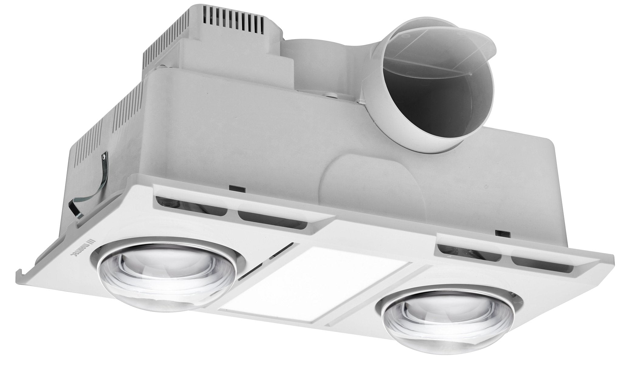 Martec 460 m³/hr Profile Panel 2 Heater Exhaust Fan w/ 12W LED Light in White - Mases LightingMartec