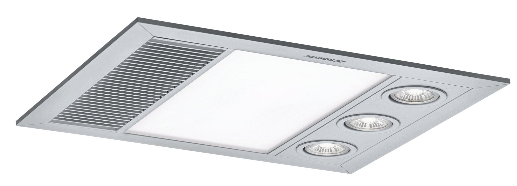 Martec 480m³/h Linear MINI 3 in 1 Bathroom Heater / Exhaust Fan & LED Light in Silver - MBHM1000 - Mases LightingMartec