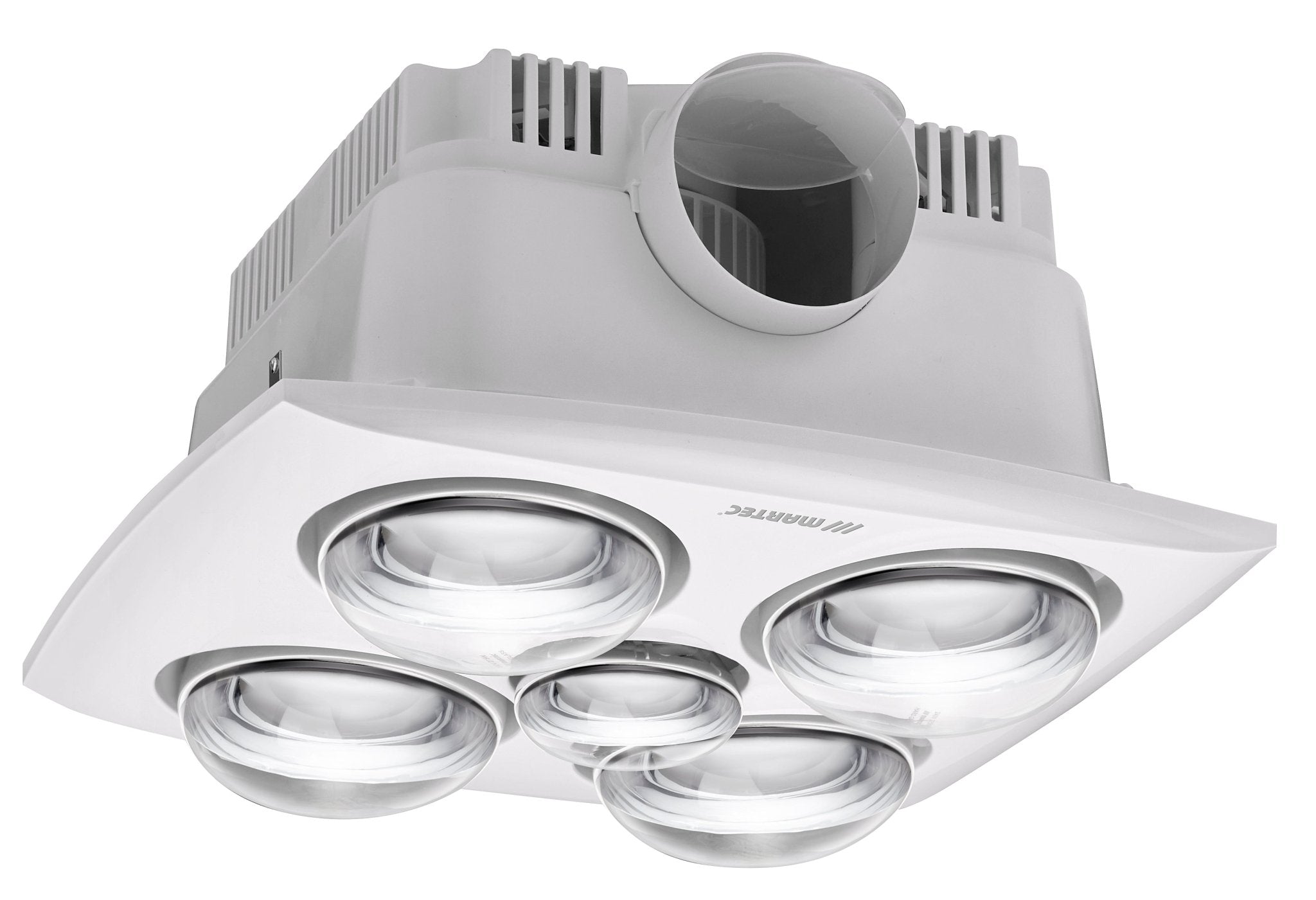 Martec Contour 2 Exhaust Fan 3-in-1 w/ 2x Heater & 1x LED Light in Silver or White - Mases LightingMartec