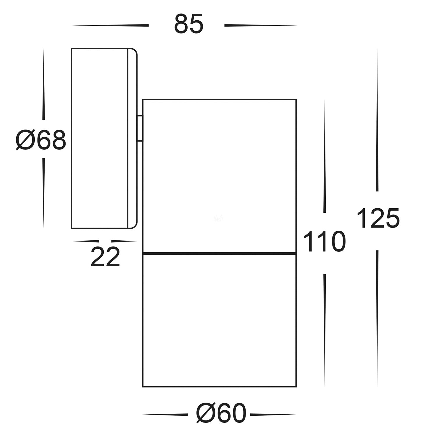 Matt Silver Fixed Down Wall Light Tivah Havit Lighting - HV1145T, HV1147GU10T, HV1147MR16T