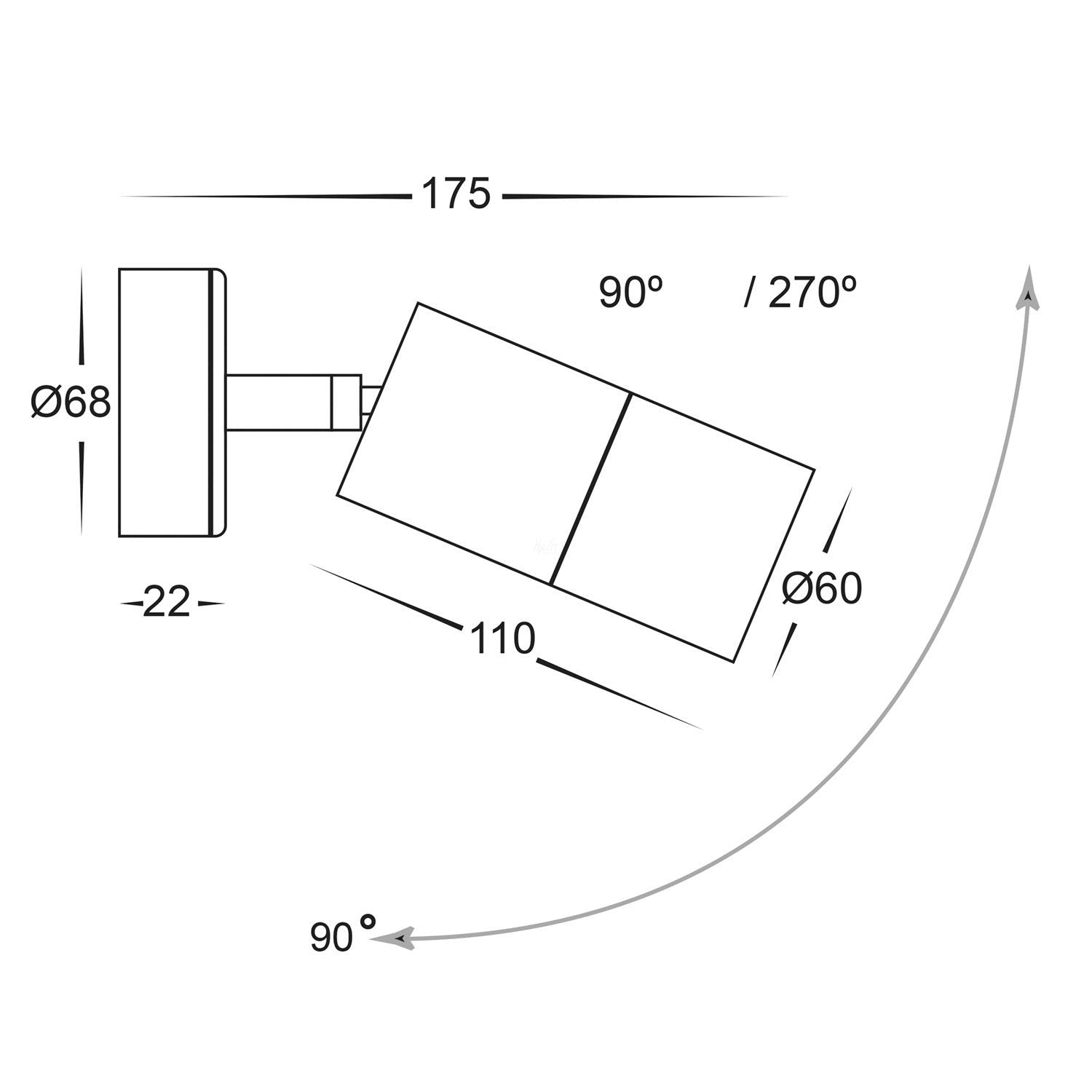 Matt White Single Adjustable Wall Light Tivah Havit Lighting - HV1235T, HV1237GU10T, HV1237MR16T