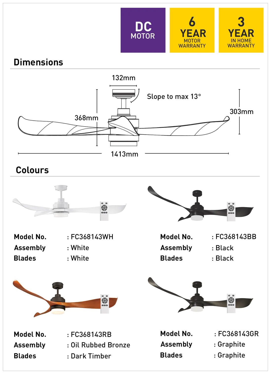 Mercator Eagle DC Ceiling Fans With LED Light And Remote Rubbed Bronze