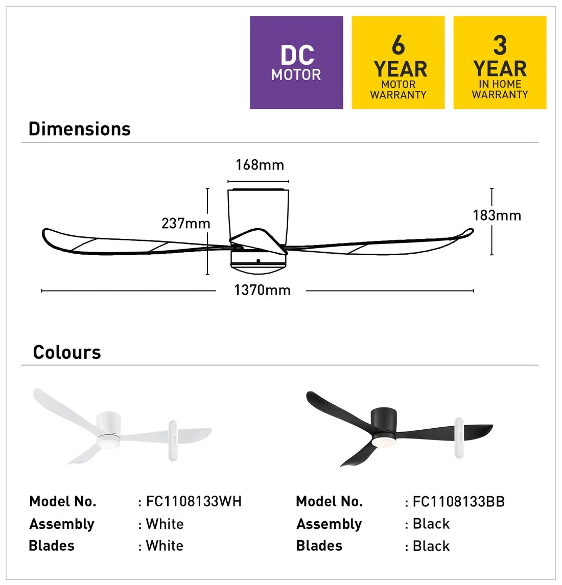 Mercator Instinct DC Ceiling Fan With LED Light And Remote White - Mases LightingMercator