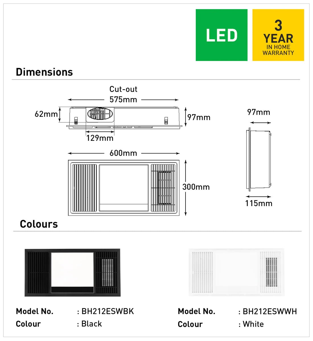 Mercator Mercury CCT 3 In 1 Bathroom Solution - Mases LightingMercator