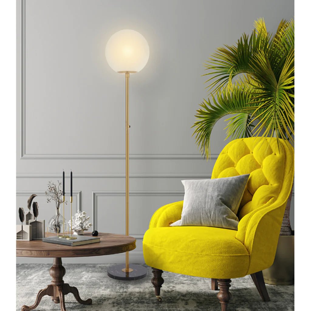 Oliana Floor Lamp 1Lt in Antique Gold & Alabastro Glass - Mases LightingTelbix