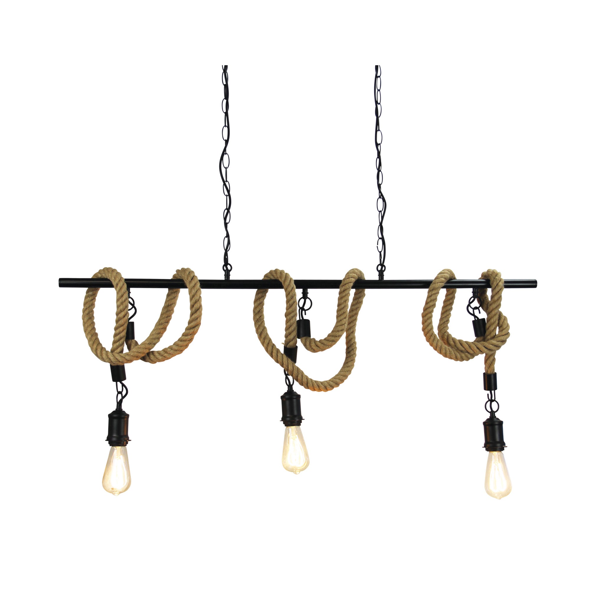 Rope 3 Light Pendant Pendant 1200mm Suspension Black - SL65013BK - Mases LightingOriel Lighting