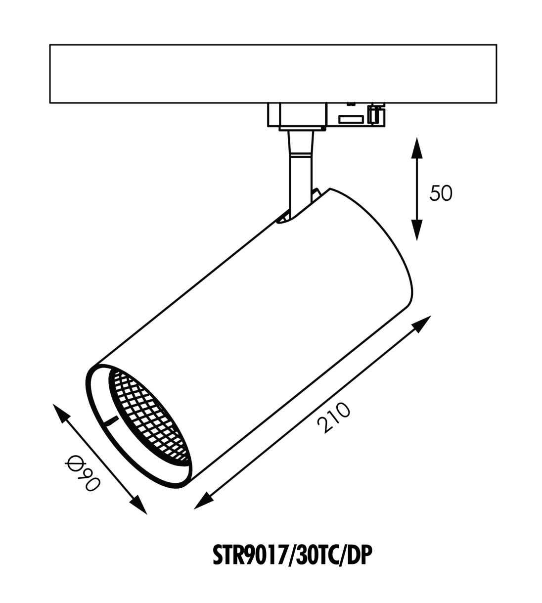 SAL UNITREK STR3/9017/30TC/DP - Adjustable Black Indoor Track Spotlight - Mases LightingSAL