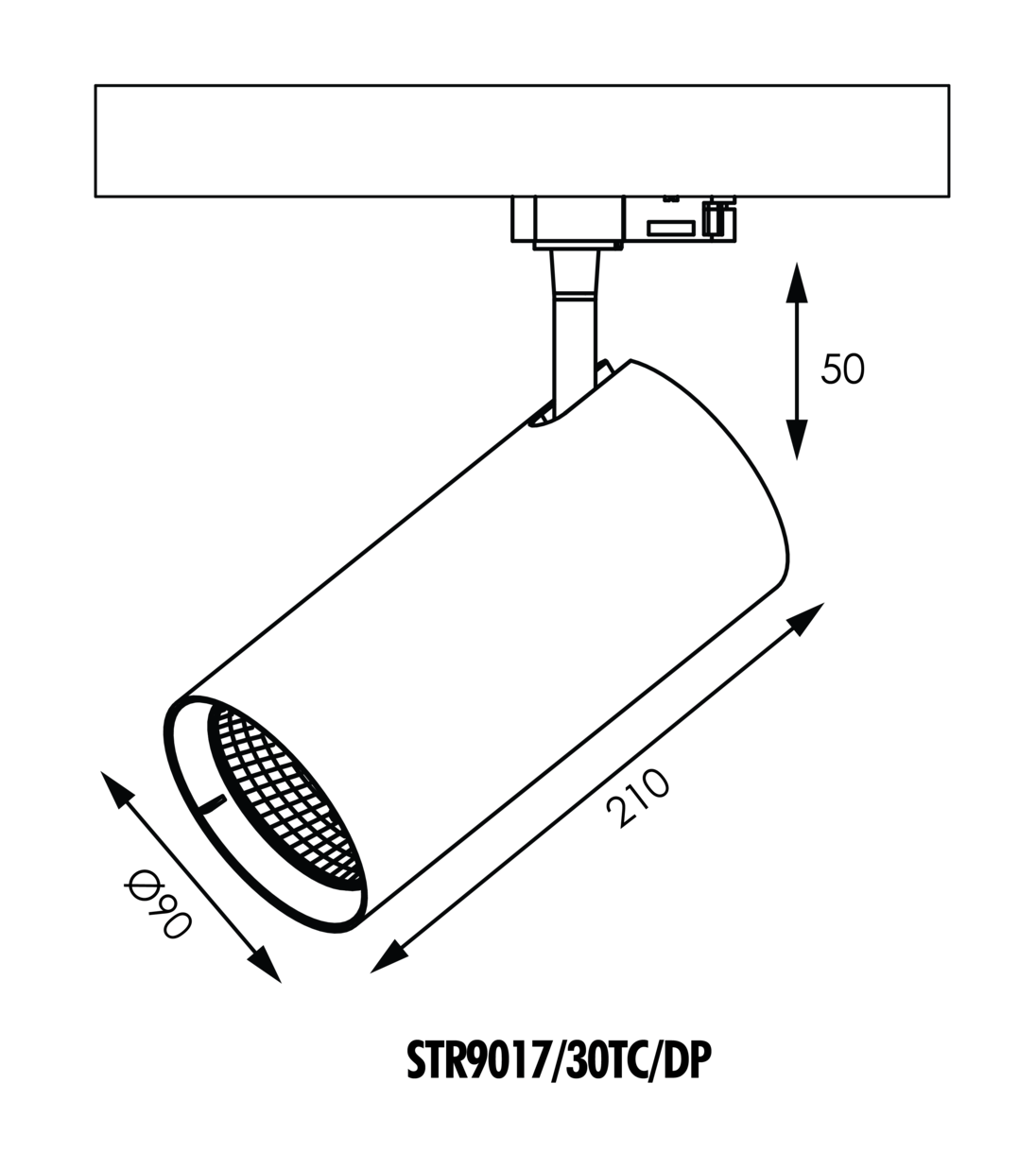 SAL UNITREK STR3/9017/30TC/DP - Adjustable White Indoor Track Spotlight