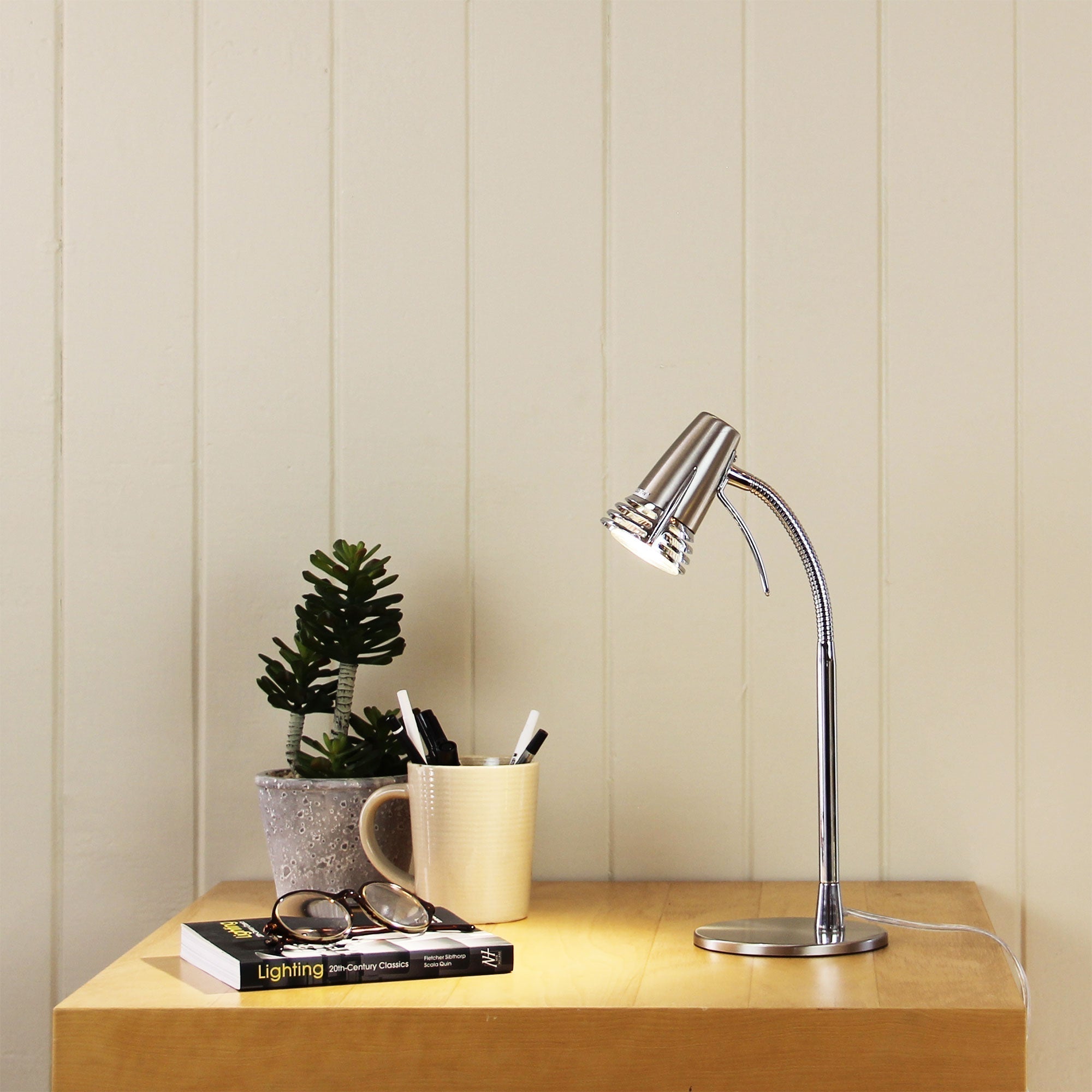 Scoot LED Desk Lamp Brushed Chrome - Mases LightingOriel Lighting