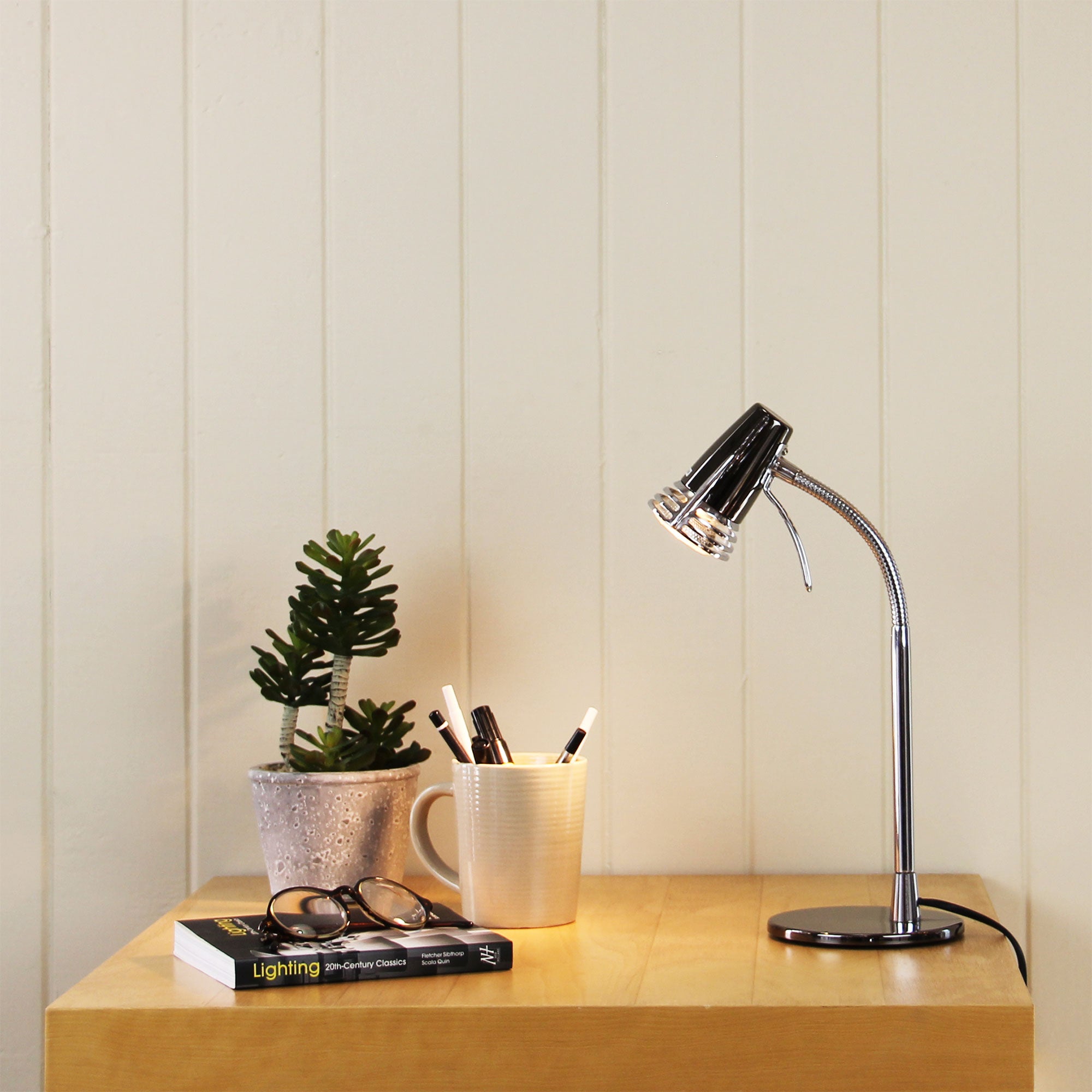 Scoot LED Desk Lamp Gunmetal and Chrome - Mases LightingOriel Lighting