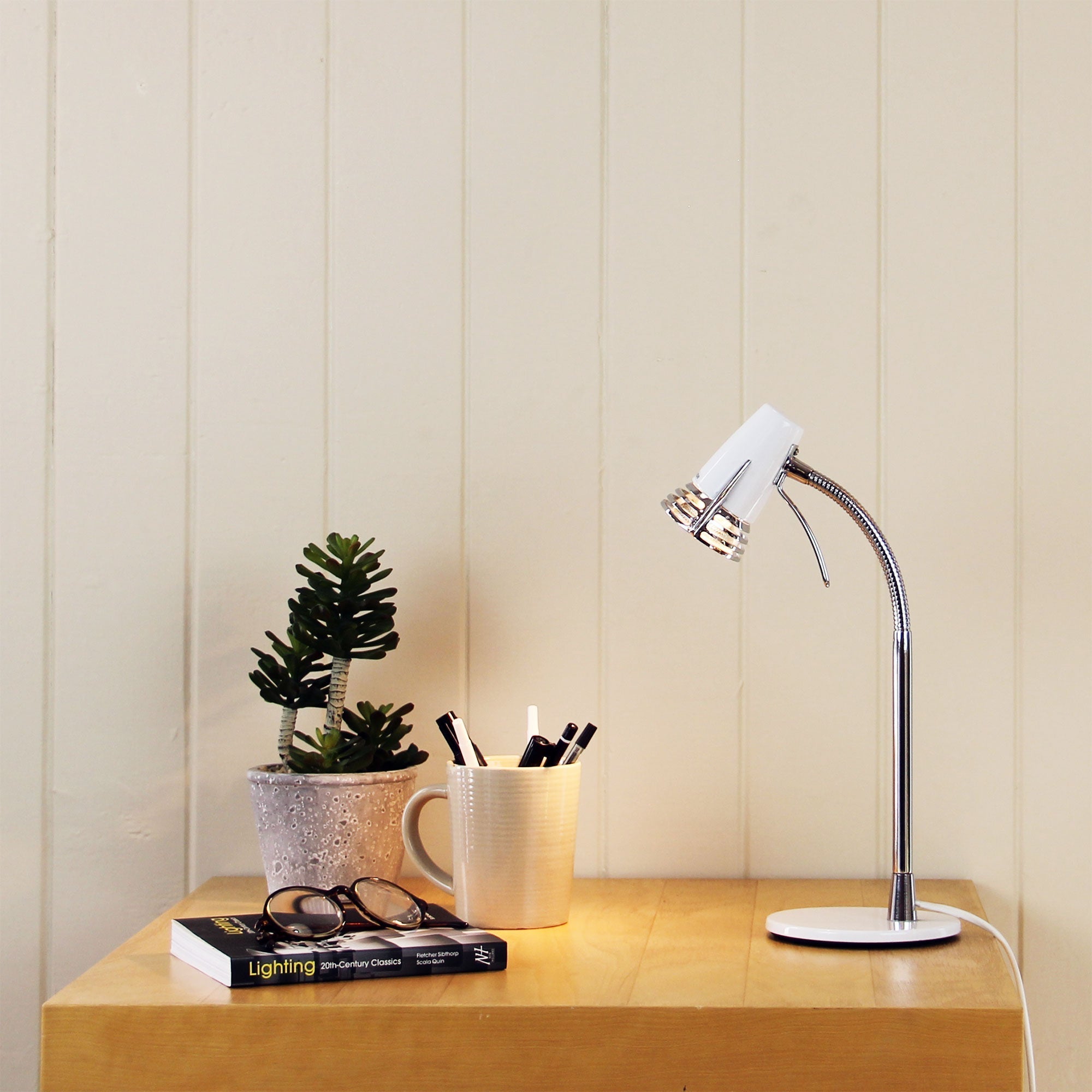 Scoot LED Desk Lamp White and Chrome - Mases LightingOriel Lighting