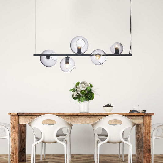 Sinus 5 Light Pendant Black & Smoked Glass - SL64413/5BK - Mases LightingOriel Lighting