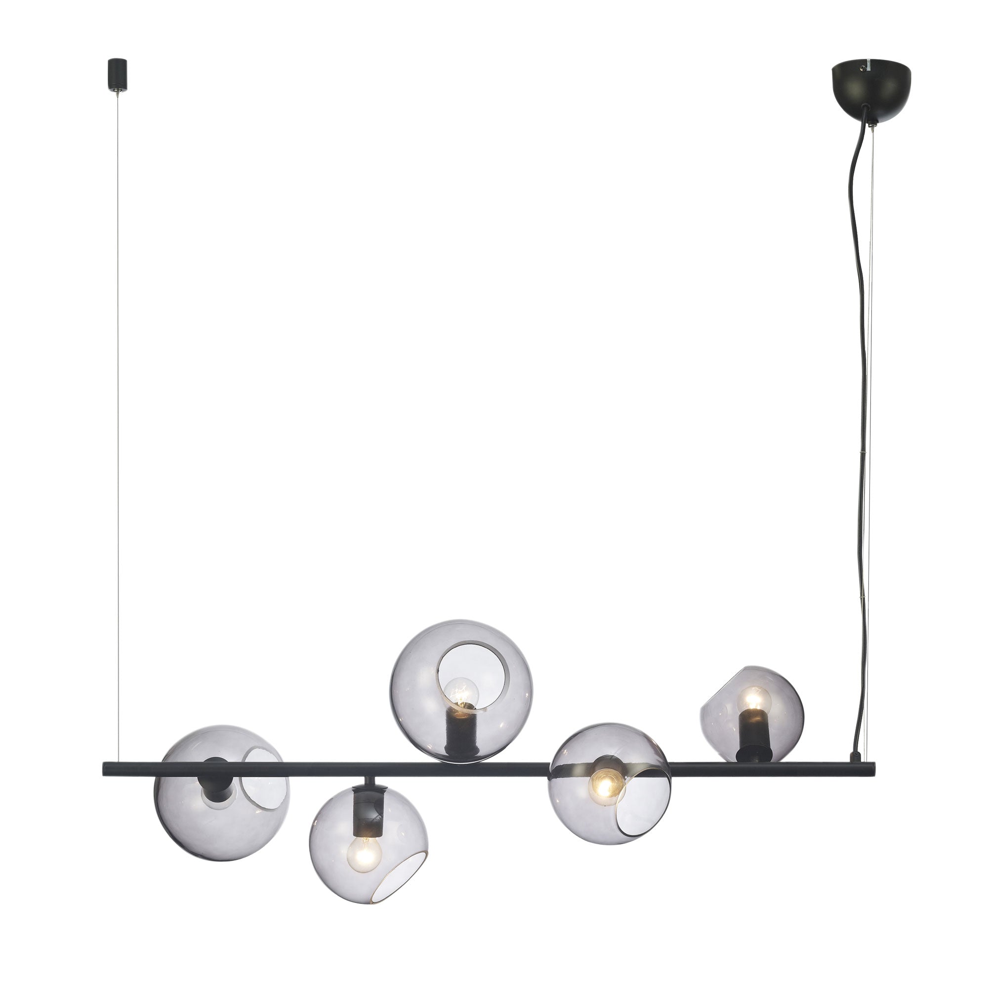 Sinus 5 Light Pendant Black & Smoked Glass - SL64413/5BK - Mases LightingOriel Lighting