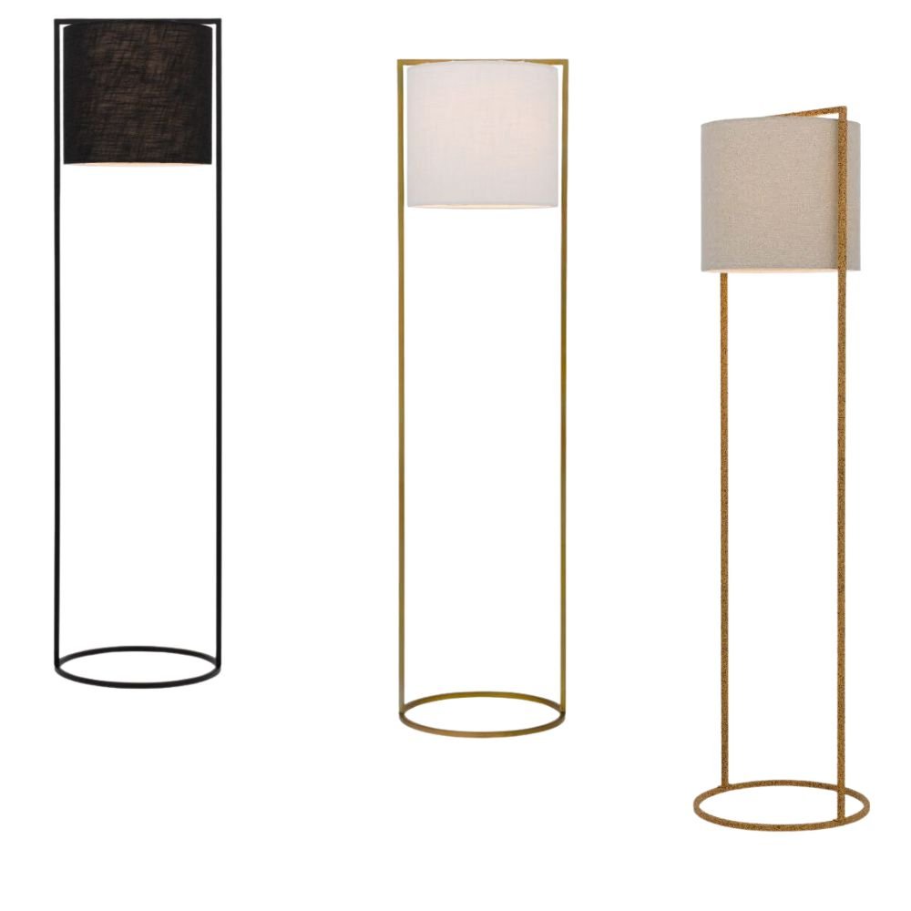 Telbix LOFTUS - Modern-Industrial Boxed Iron & Linen Floor Lamp - Mases LightingTelbix