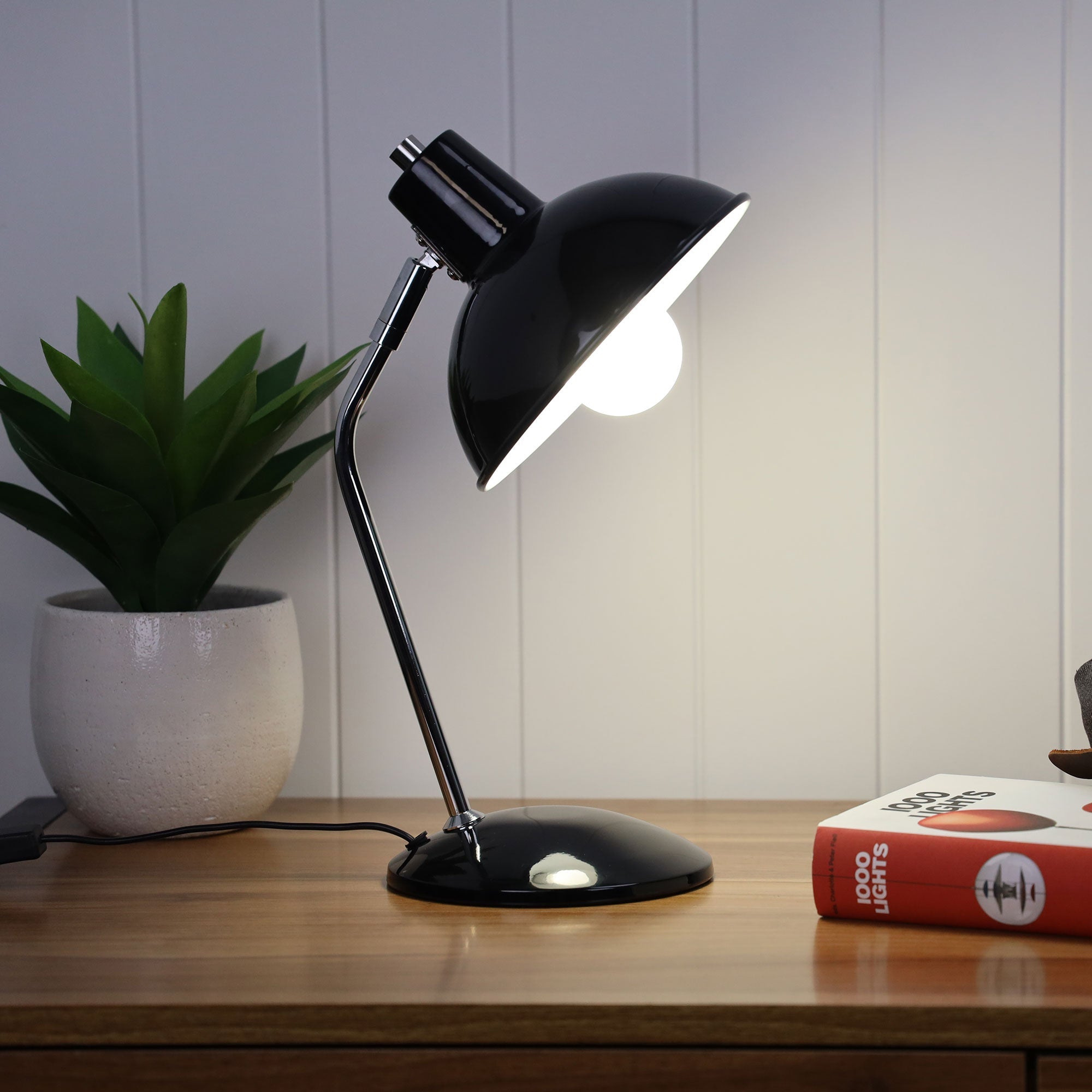 Thea Desk Lamp Black and Chrome - Mases LightingOriel Lighting