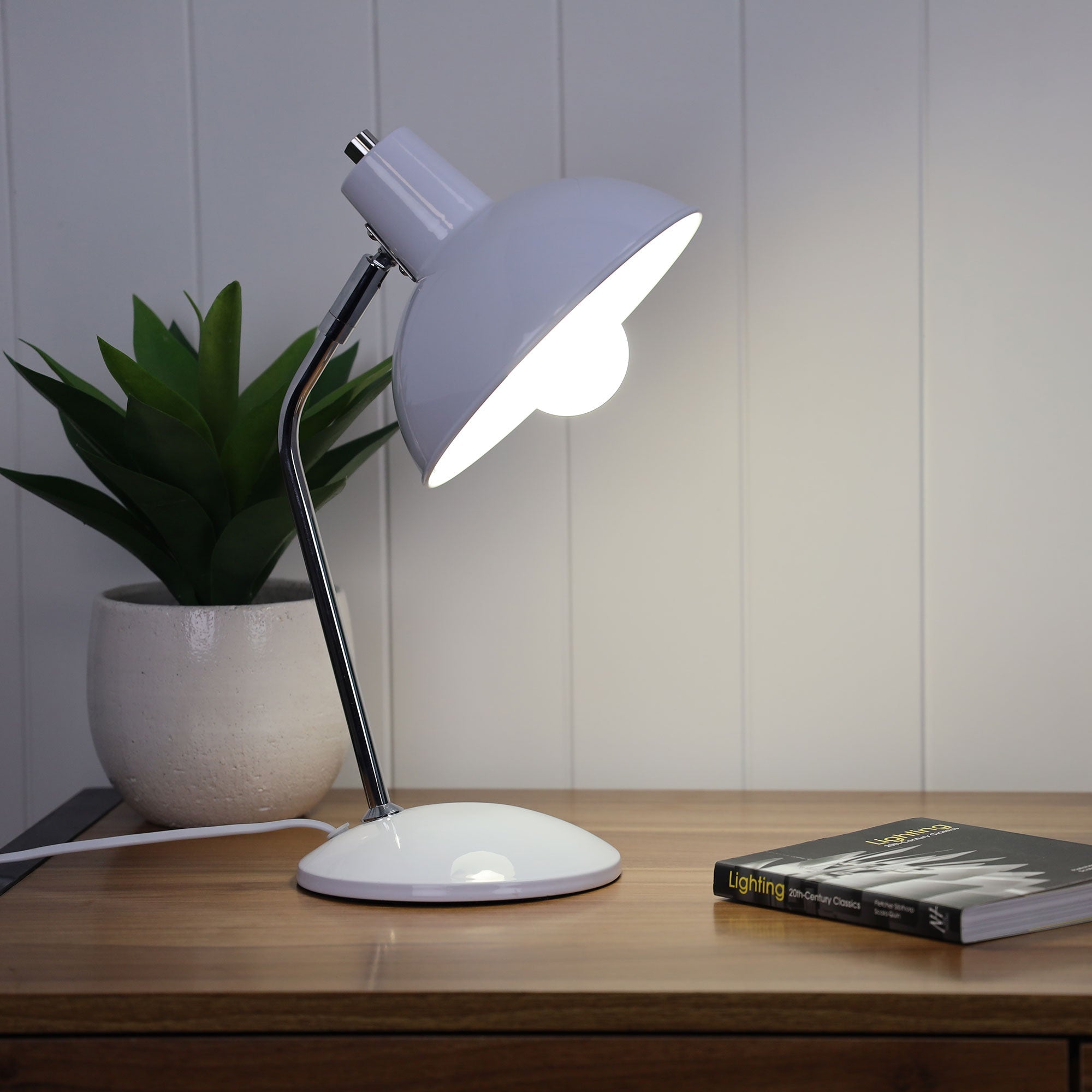 Thea Desk Lamp White and Chrome - Mases LightingOriel Lighting