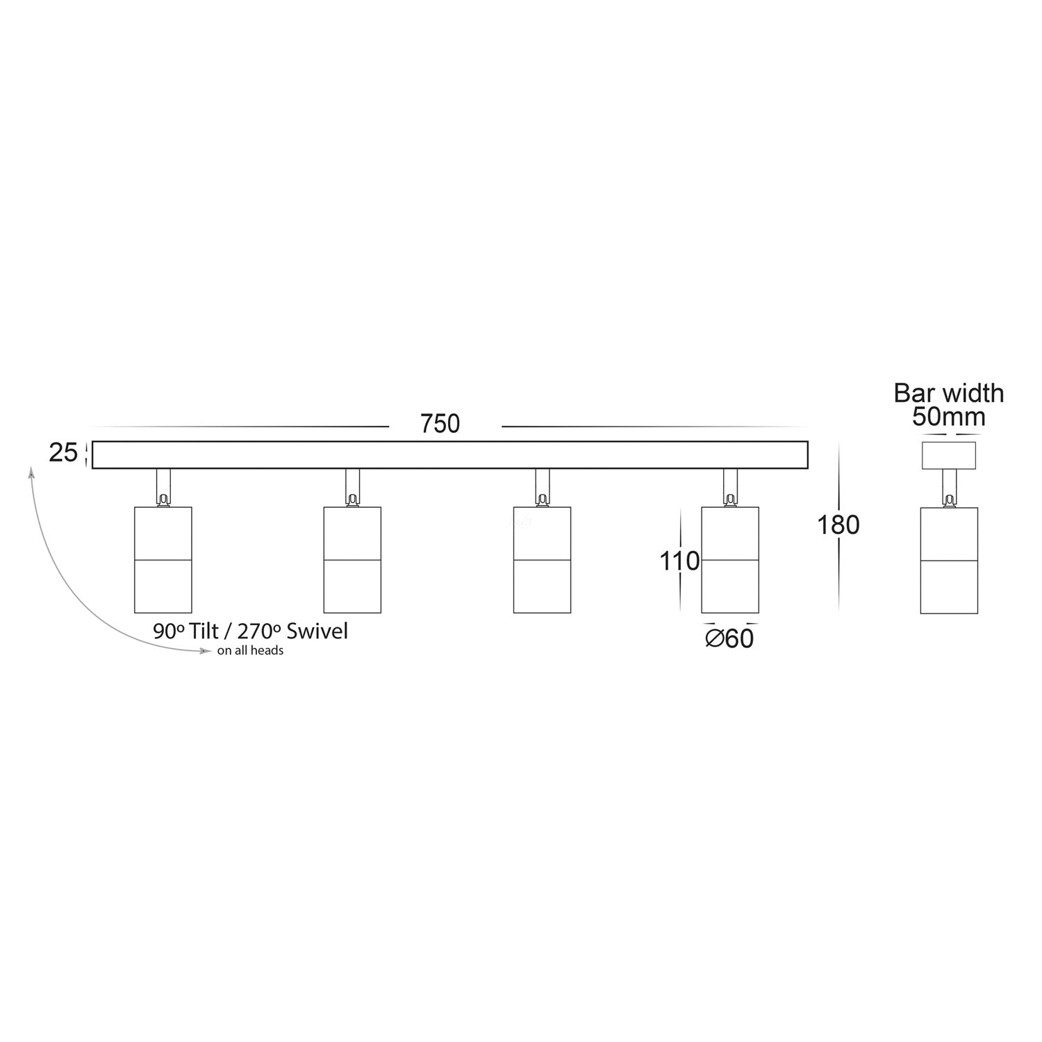 Tivah LED Ceiling Bar Light CCT 4Lt in BLK/WHT/TTM Havit Lighting - HV4001T-4 - Mases LightingHavit Lighting