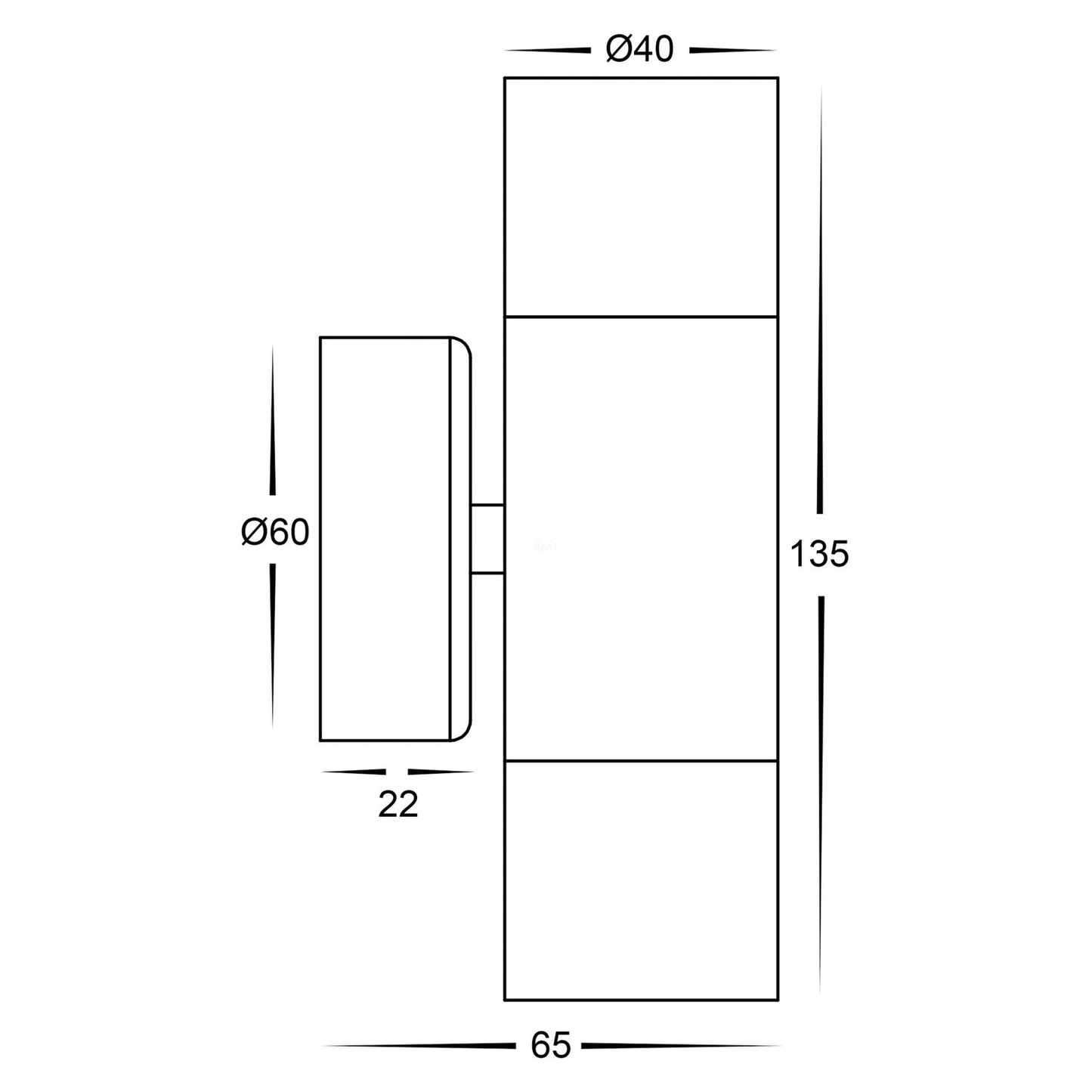 Tivah Mini Up/Down Wall Light in Aluminium Black Havit Lighting - HV1027MR11NW - Mases LightingHavit Lighting