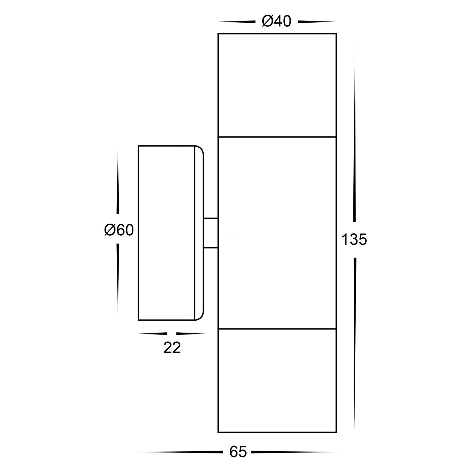 Tivah Mini Up/Down Wall Light in Aluminium Black Havit Lighting - HV1027MR11NW