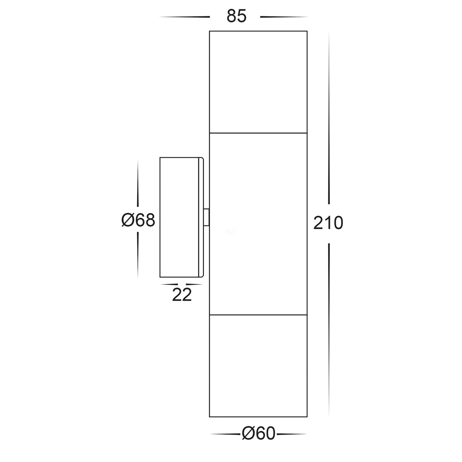 Tivah Up/Down Wall Pillar Light TRI Colour in Copper Havit Lighting - HV1015T-HV1017T - Mases LightingHavit Lighting