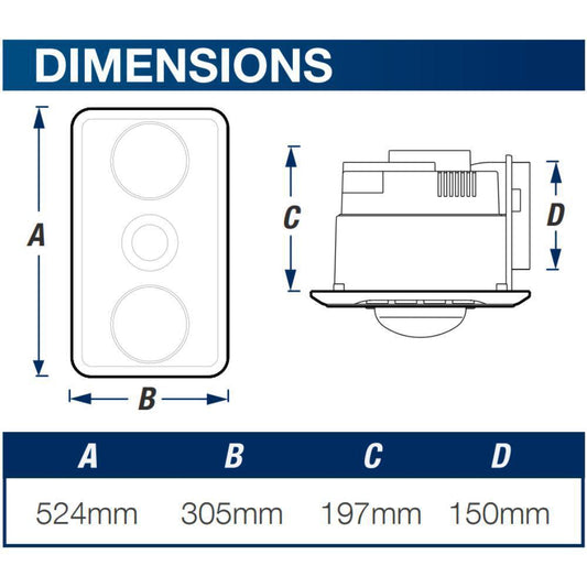 Ventair BROOK-2 - 3-In-1 Bathroom Unit Heat Light & Exhaust - Mases LightingVentair