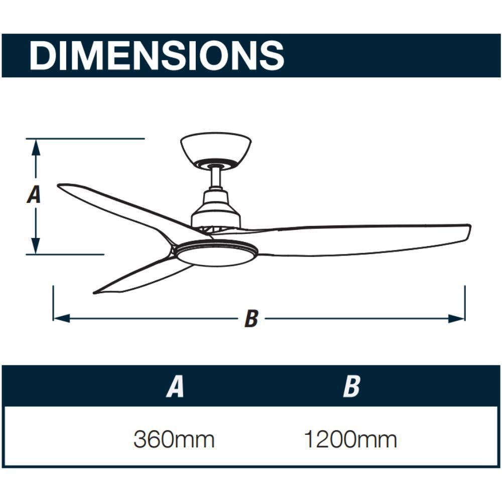 Ventair SKYFAN-48-LIGHT - 1200mm 48" DC Ceiling Fan With 20W LED Light - Smart Control Adaptable - Remote Included - Mases LightingVentair