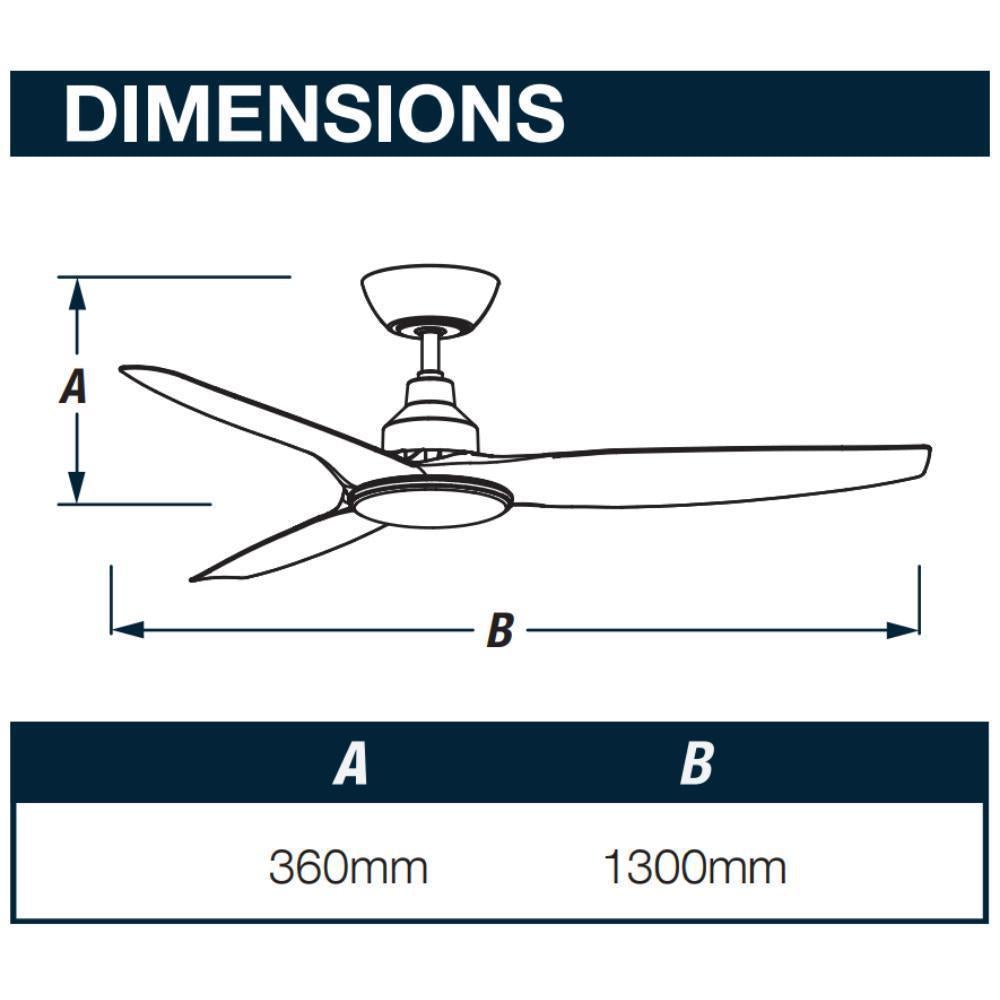 Ventair SKYFAN-52-LIGHT - 1300mm 52" DC Ceiling Fan With 20W LED Light - Smart Control Adaptable - Remote Included - Mases LightingVentair