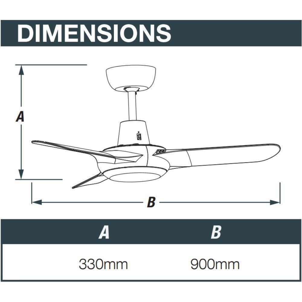 Ventair SPYDA-36 - 3 Blade 900mm 36" Fully Moulded PC AC Ceiling Fan - Mases LightingVentair