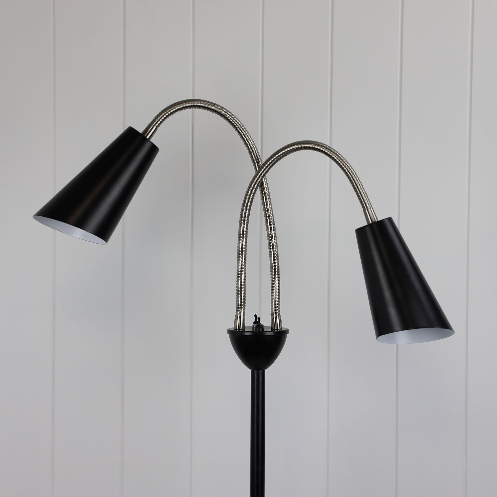 Walt 2 Light Floor Lamp Black & Brushed Chrome - SL98812BC - Mases LightingOriel Lighting
