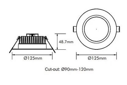 3A Recessed LED Downlight W125mm 15W White 5 CCT - DL1584/WH/TC