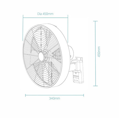 16” Como AC Wall Fan Black, White MWFC400 Martec Lighting - Mases LightingMartec