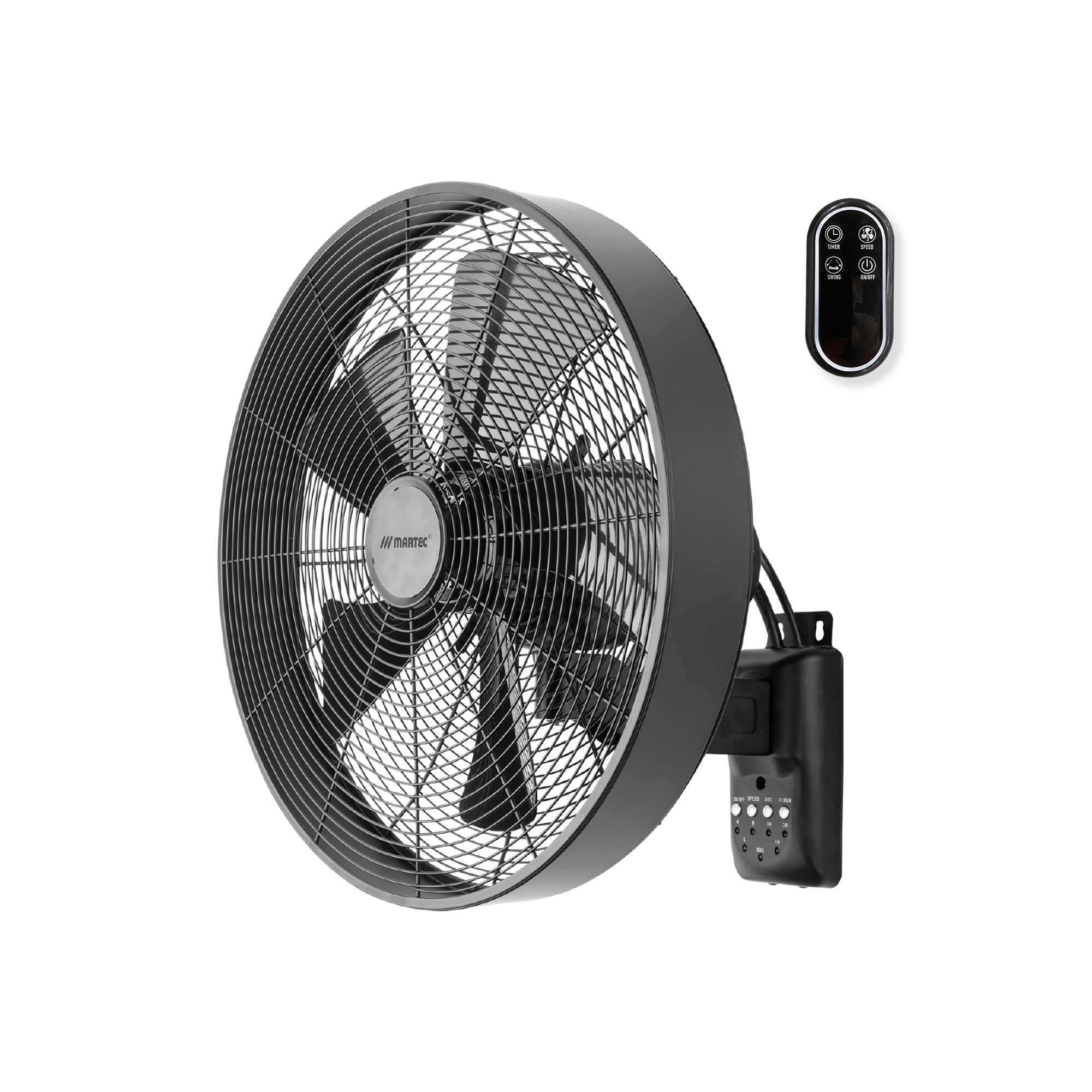 16” Como AC Wall Fan Black, White MWFC400 Martec Lighting